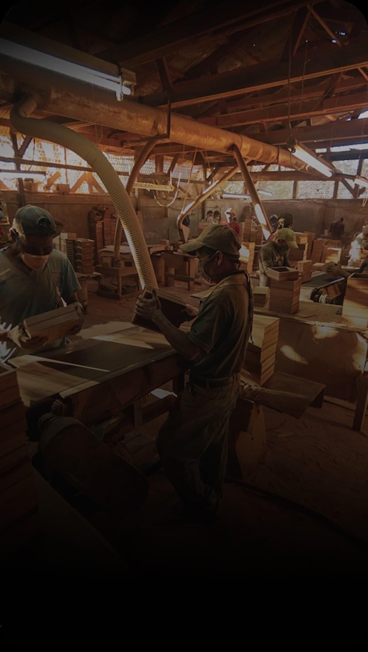 Guarented craftsmen building furniture in the factory